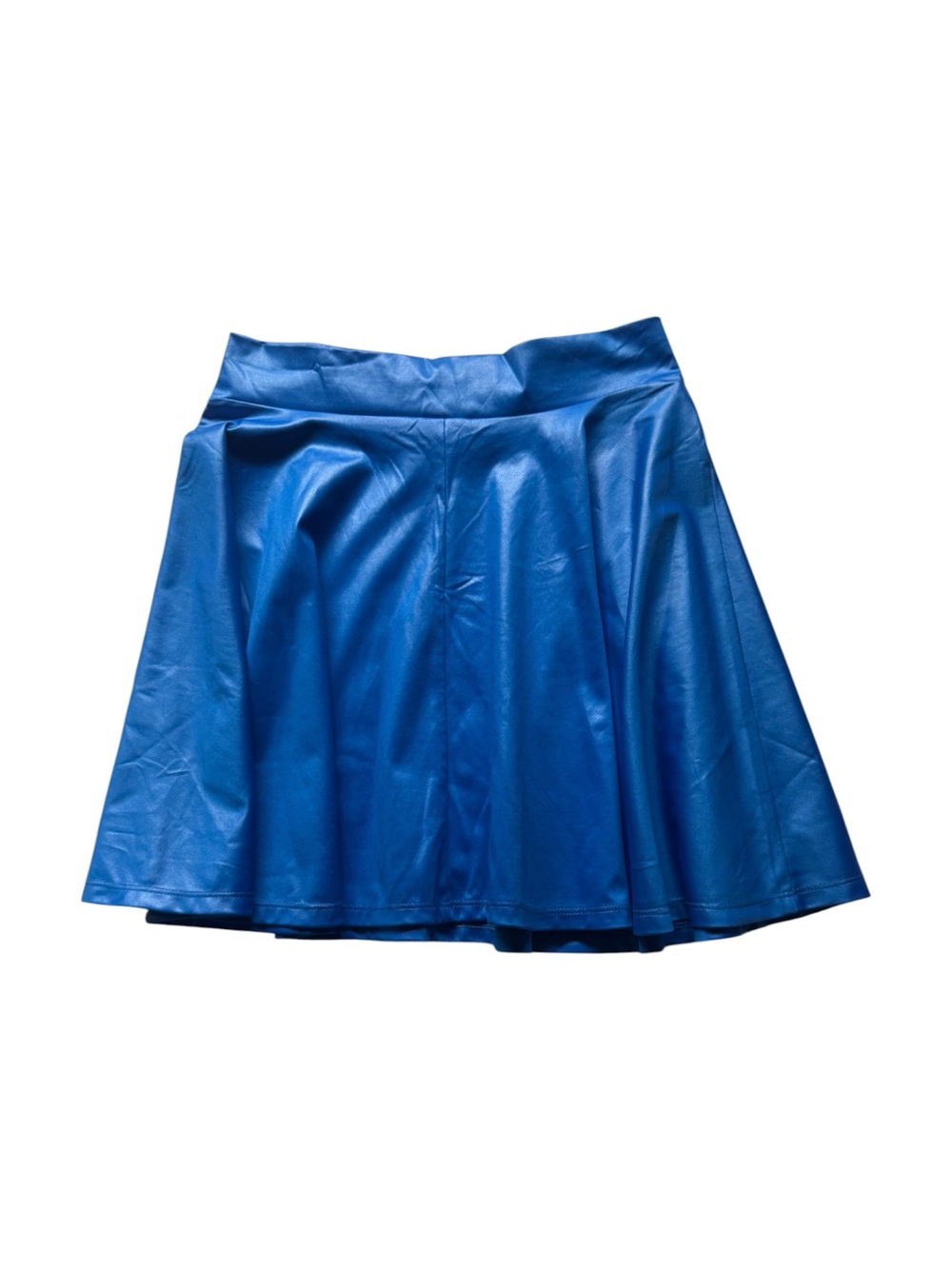 Adult Royal Blue Shiny Skater Skirt High Waist Flared Costume Dance